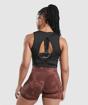 Camiseta Tirantes Gymshark Gs Power Open Back Cropped Mujer Negras | CO 2402NWY